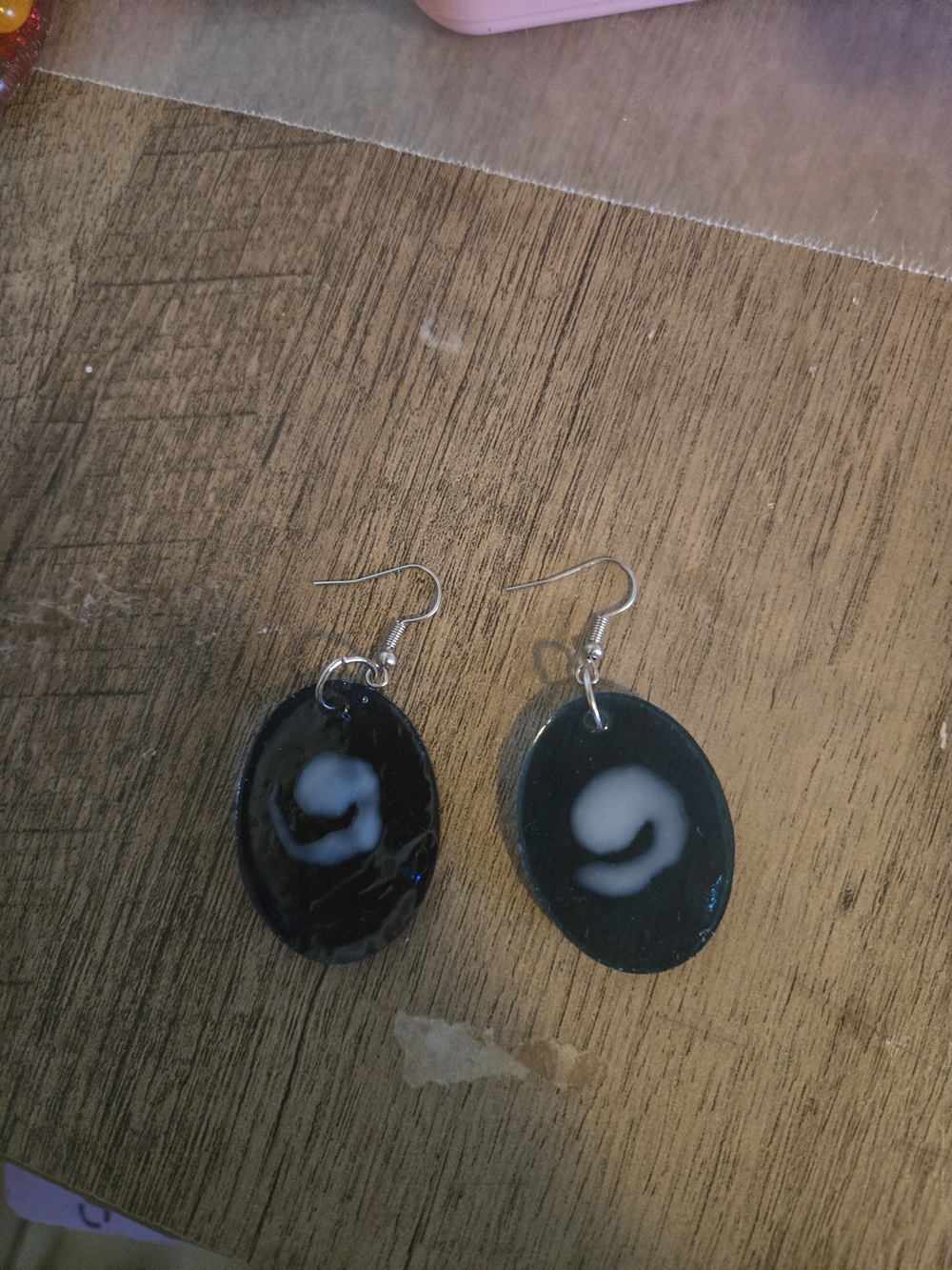 Handmade Black Resin Swirl Drop Earrings